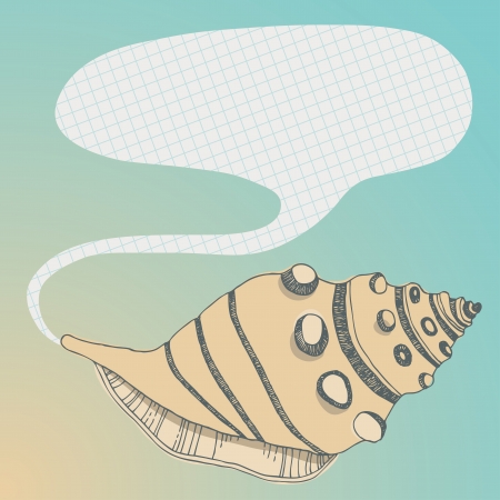 Illustration of large seashell and bubbleのイラスト素材