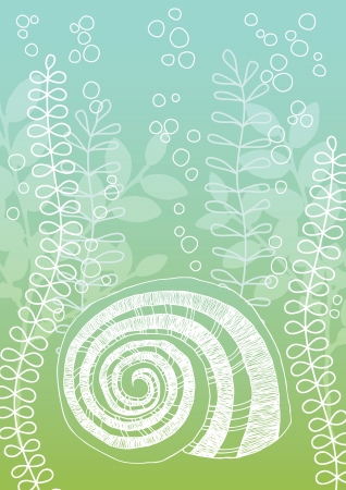 White seashell at the aquarium bottomのイラスト素材