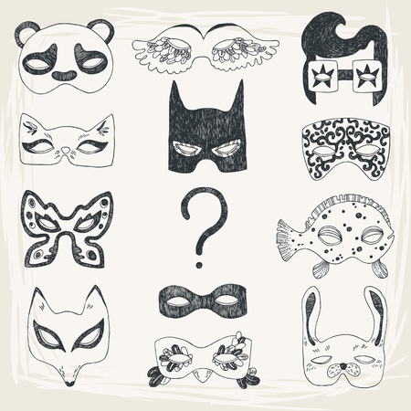 Illustration of fun face masksのイラスト素材