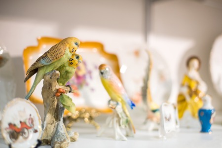 Parrot couple porcelain figurineの写真素材