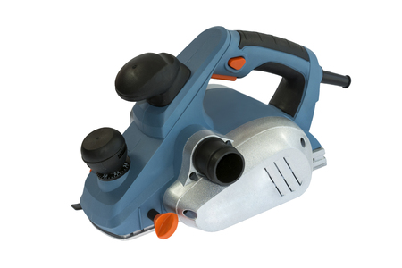 Electric plane jointer isolated on a white background with clipping pathの写真素材