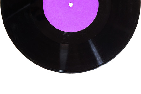 Vinyl disc with purple labelの写真素材