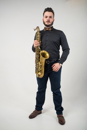 Saxophone Player with Saxの写真素材