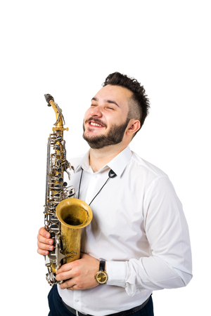 Saxophone Player Saxophonist with Saxの写真素材