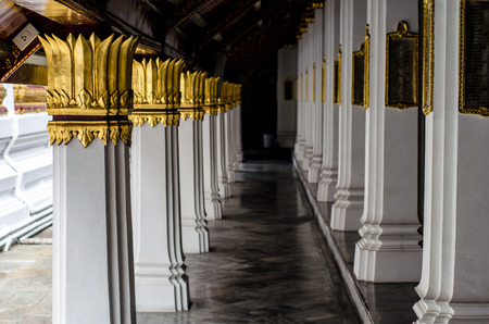Pillar of Wat Phra Kaew temple Bangkok Thailandの写真素材