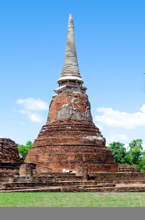 The temple in Wat Mahathat Ayutthaya Thailandの写真素材
