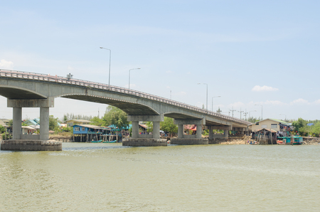 Bridge at Bang Tabun, Ban Laem, Phetchaburi, Thailandの写真素材