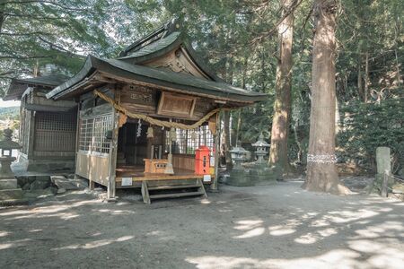 ufuin,Oita,Kyushu,Japan - October 14, 2018 : Shrine near Lake Kinrin and Japanese gate (Torii)のeditorial素材