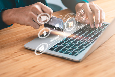 Businessman use credit card for shopping online. shopping online concept.の写真素材