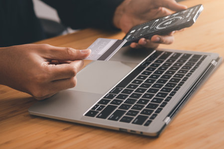 Businessman use credit card for shopping online. shopping online concept.の写真素材