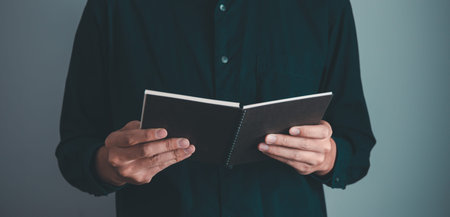 Man reading a book. Education, Learning,  Idea concept