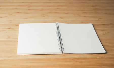Notebook place on the wooden table. Education, Learning and Idea concept