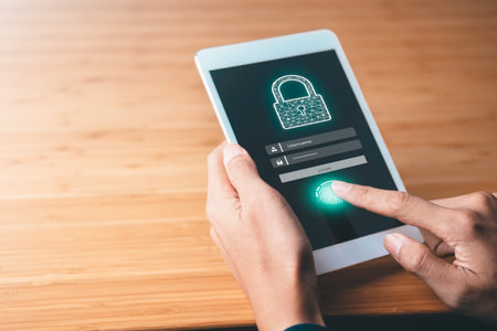 Data Security system concept, Business man use laptop with security icon screen, innovation technology, cloud computing, internet network communicationの写真素材