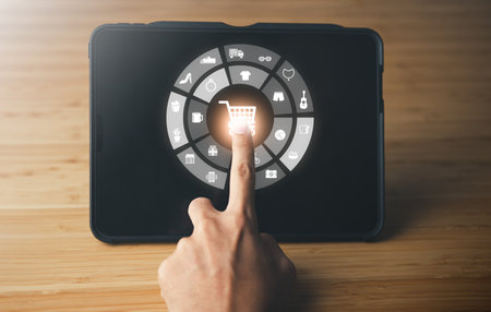 Businessman use laptop for shopping online with cart. shopping online concept.の写真素材