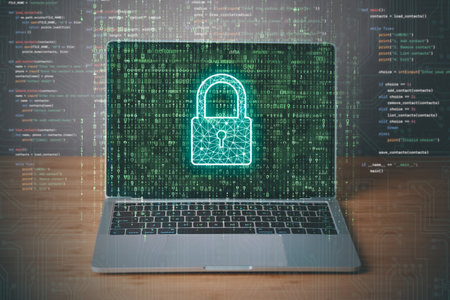 Data Security system concept, Business man use laptop with security icon screen, innovation technology, cloud computing, internet network communicationの写真素材