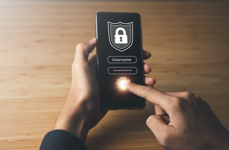 Data Security system concept, Business man use laptop with security icon screen, innovation technology, cloud computing, internet network communicationの写真素材