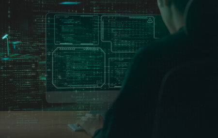 Digital information technology concept. Businessman touching AI artificial intelligence screen.の写真素材