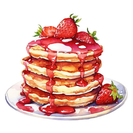 Watercolor painting of cupcake clip art. Bakery dessert.white  background.AI generated, Generative AI.の素材