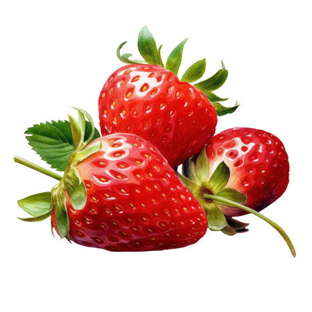Strawberry watercolor Hand draw painting isolated on white background. AI Generated. Generative AI.の素材
