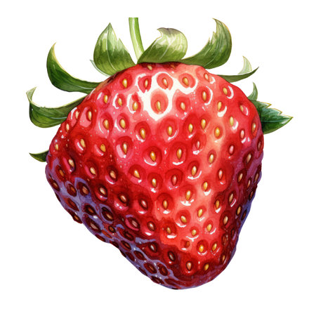 Strawberry watercolor Hand draw painting isolated on white background. AI Generated. Generative AI.の素材