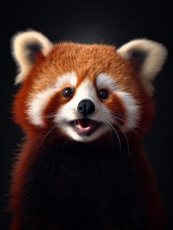 Illustration painting of cute red panda, Digital art, AI generated, Generative AIの素材