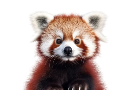 Illustration painting of cute red panda isolated white background, Digital art, AI generated, Generative AIの素材
