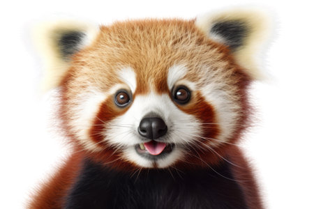 Illustration painting of cute red panda isolated white background, Digital art, AI generated, Generative AIの素材