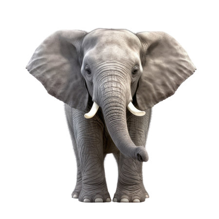Illustration painting of cute elephant isolated white background, Digital art, AI generated, Generative AIの素材