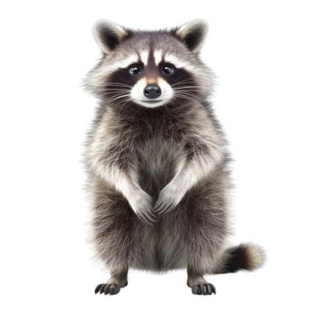Illustration painting of cute raccoon isolated white background, Digital art, AI generated, Generative AIの素材