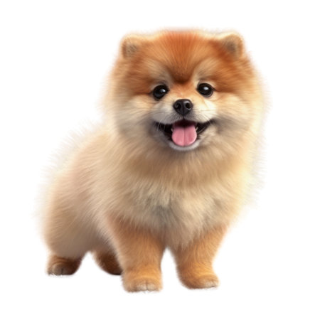 Illustration painting of cute dog isolated white background, Digital art, AI generated, Generative AIの素材