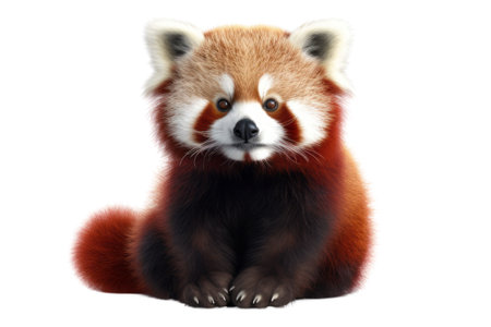 Illustration painting of cute red panda isolated white background, Digital art, AI generated, Generative AIの素材
