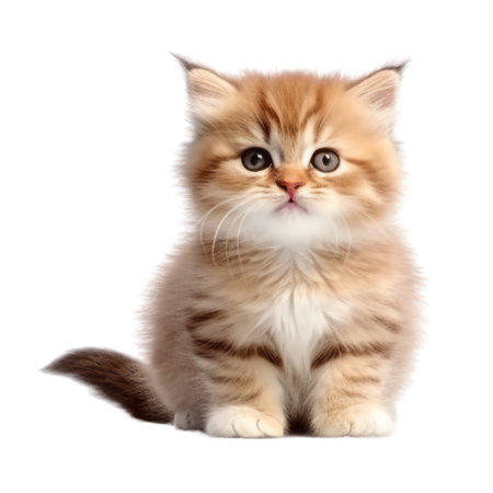 Illustration painting of cute cat isolated white background, Digital art, AI generated, Generative AIの素材
