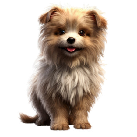 Illustration painting of cute dog isolated white background, Digital art, AI generated, Generative AIの素材