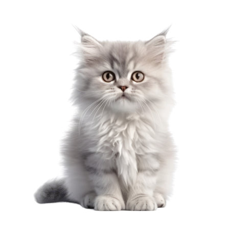 Illustration painting of cute cat isolated white background, Digital art, AI generated, Generative AIの素材