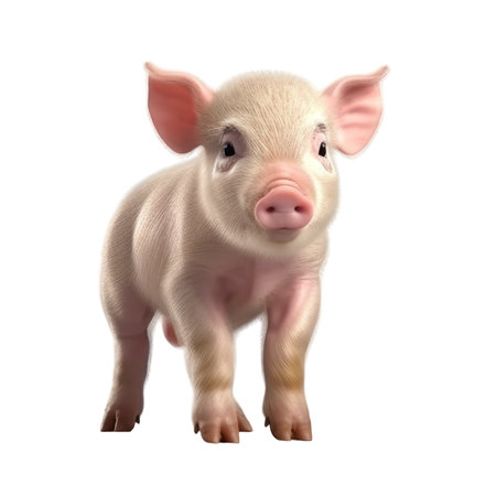 Illustration painting of cute pig isolated white background, Digital art, AI generated, Generative AIの素材