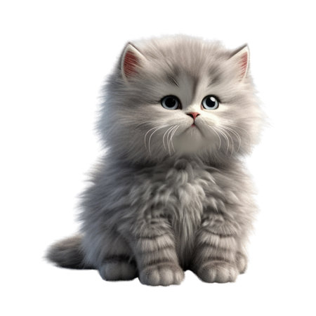 Illustration painting of cute cat isolated white background, Digital art, AI generated, Generative AIの素材