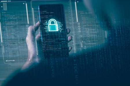 Business man using mobile phone with security icon screen, Data Security system concept, innovation...