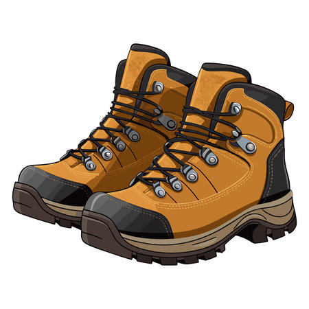 Traveler hiking boot clip art illustration isolate on white background.hiking boot for trekking and climbing trip.Adventure and world exploer concept.Generative AI.AI generatedの素材