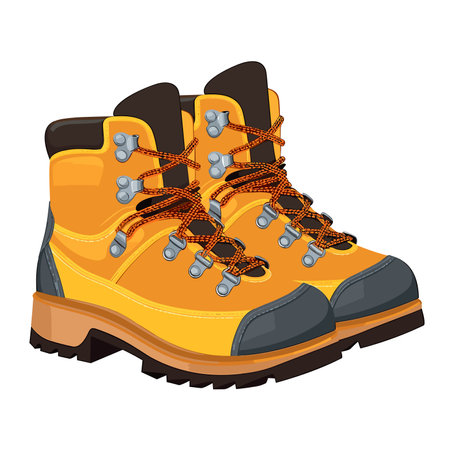 Traveler hiking boot clip art illustration isolate on white background.hiking boot for trekking and climbing trip.Adventure and world exploer concept.Generative AI.AI generatedの素材
