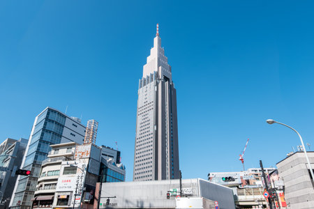 Shibuya,Tokyo,Japan July 29 2023: Docomo tower.High building in Shibuya,Tokyo,Japan.のeditorial素材