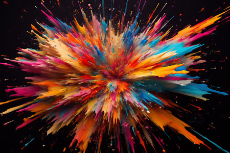 Abstract colorful rainbow holi paint explosion, liquid splash. AI generated, Generative AI.の素材