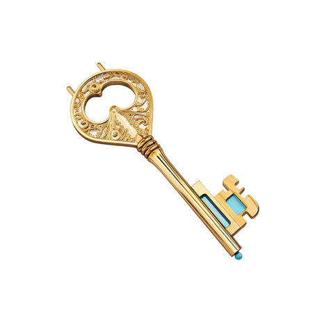 Medieval vintage key isolate on transparent background, antique keys.Generative AIの素材