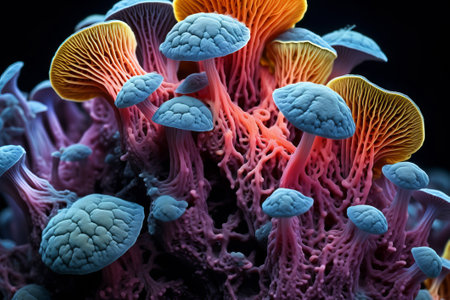 Microsopic of bacteria fungus.medical and science research concept.colorful color.generative aiの素材