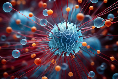 Microsopic of bacteria fungus.medical and science research concept.colorful color.generative aiの素材