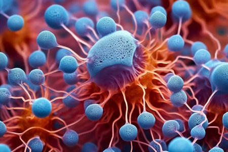 Microsopic of bacteria fungus.medical and science research concept.colorful color.generative aiの素材