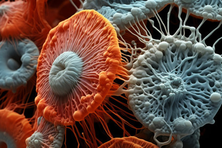 Microsopic of bacteria fungus.medical and science research concept.colorful color.generative aiの素材