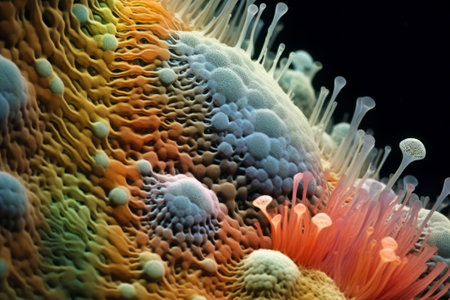 Microsopic of bacteria fungus.medical and science research concept.colorful color.generative aiの素材
