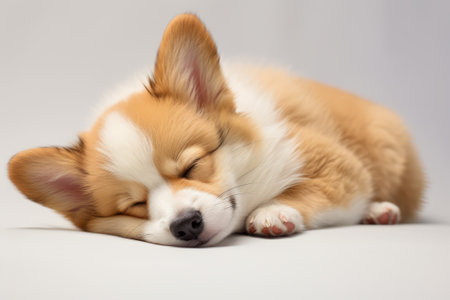 Cute Welsh Corgi dog sleepingの素材