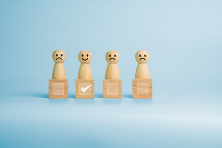 HR hiring recruit job. searching job and business leadership concept.wooden person. with check...