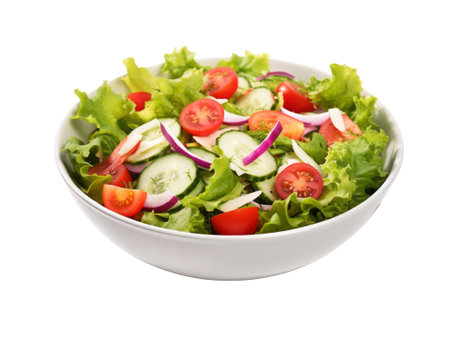 salad isolated on transparent background.fruit and vegetable for food element. food and healthy concept.の素材